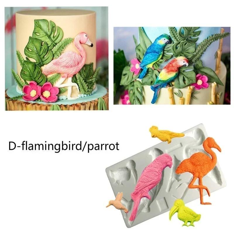 Multiple Graphic Turtle Leaf Lavender Flamingo Parrot Model Cute Fruit Shape Silicone Cake Decorate Mold Home KitchenBaking Tool