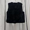 Vintage Suede Spliced Rex Rabbit Fur Vest, Double-sided Can Wear Thickened Fur Vest for Women