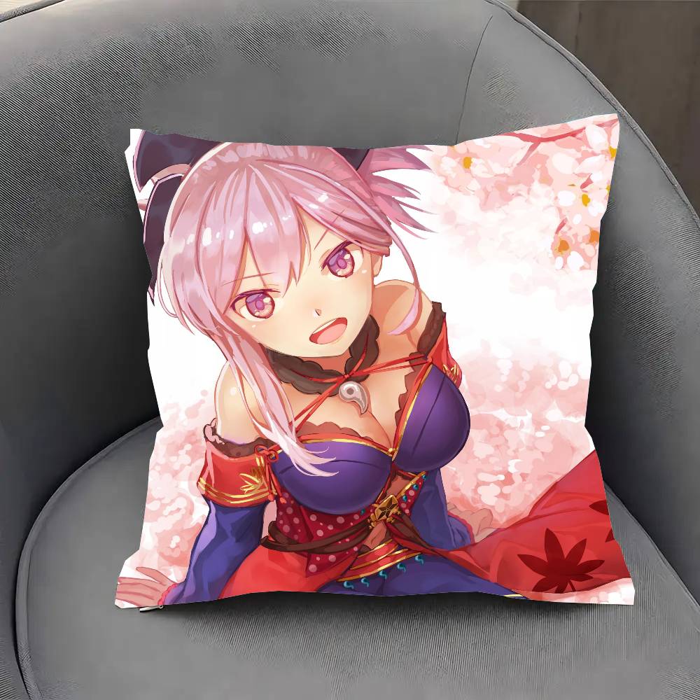Miyamoto Musashi Anime Fate Pillow Case Fashion Square Pillowcase Bedroom Sofa Room Ins Decoration Leisure