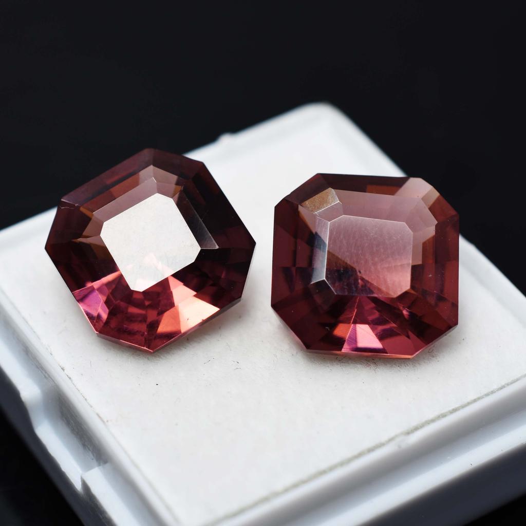 Padparadscha Sapphire Natural 18 Ct Square Pair Certified Stunning Gemstone