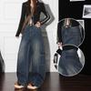 Women's Autumn Retro Wide-Leg Jeans - Slimming, Flaw-Hiding with Big Pockets