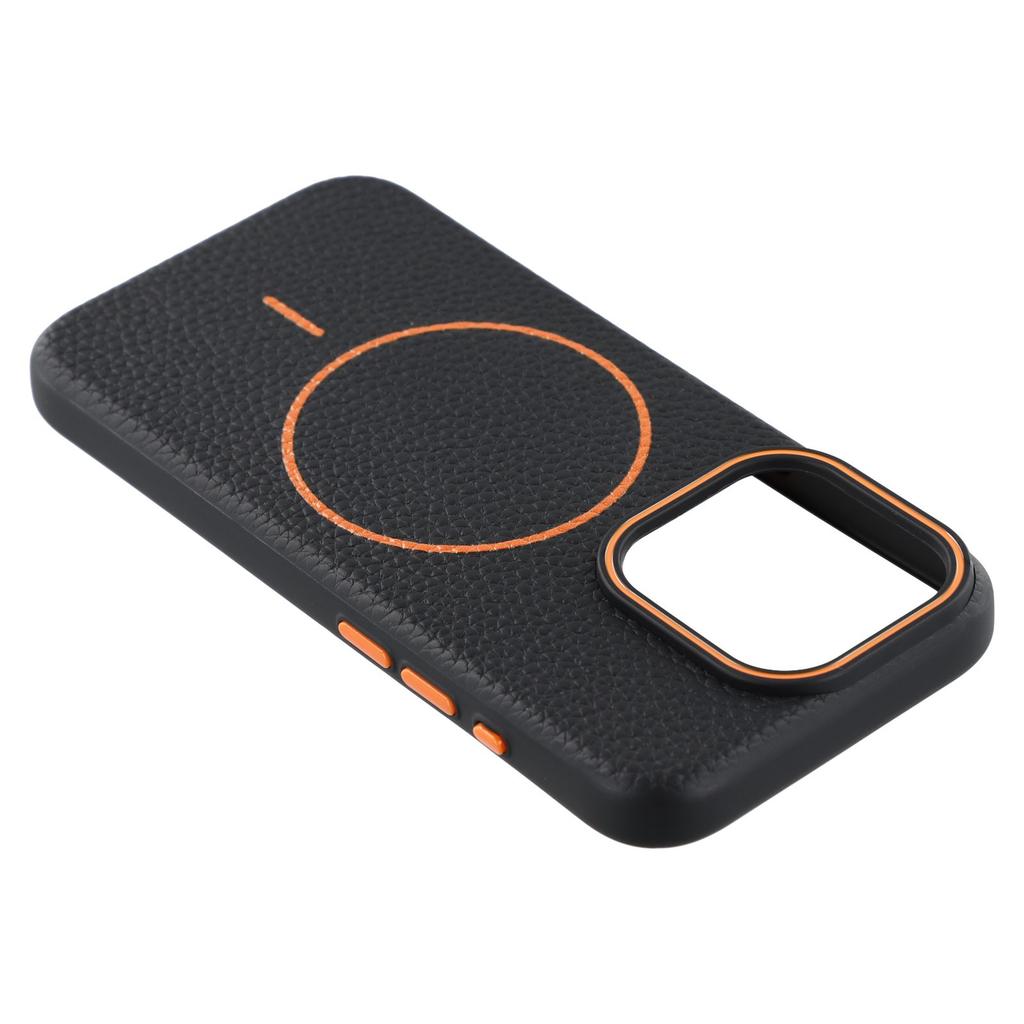 For iPhone 15 Pro Magnetic Case Litchi Texture TPU Phone Cover Compatible with MagSafe