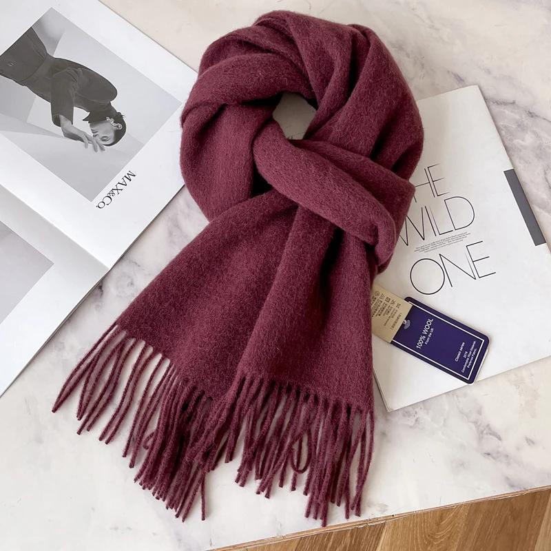 Winter Narrow Scarf 28 Color 100% Wool Scarf Hot Selling Solid Color Scarf Men's and Women's Universal Warm and Cold Proof Scarf