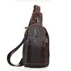 Men's Leather Layered Cowhide Crocodile Patterned Chest Bag, Men's Leather Oilskin Casual Small Crossbody Waist Bag