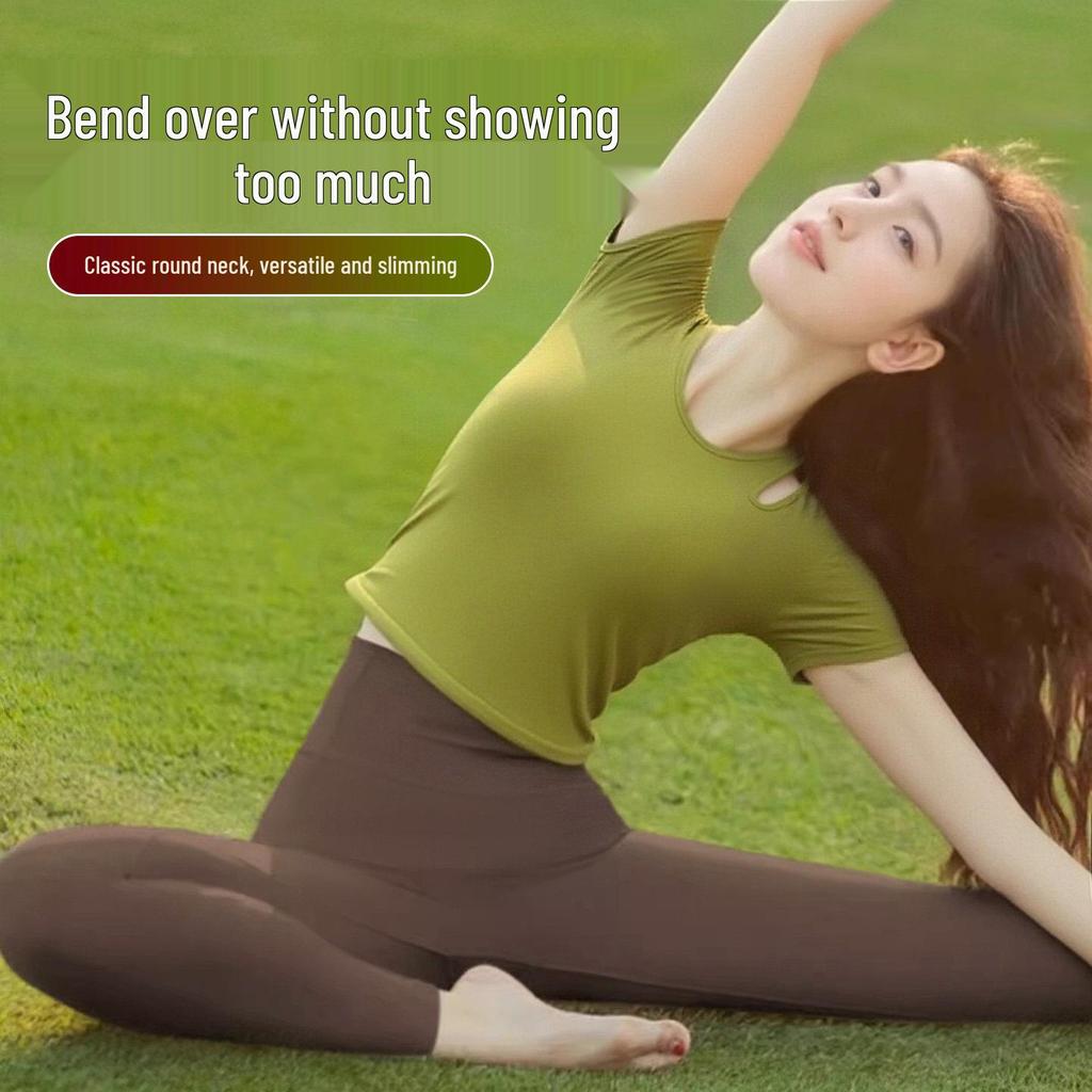 Women's Hollow-out Yoga Top with Short Sleeves - Slimming High-End Pilates Fitness Vest