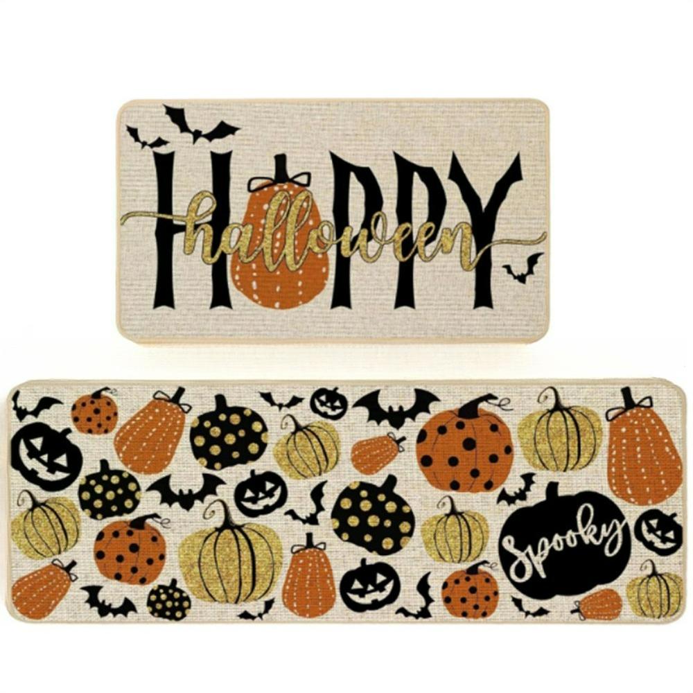 

1pc/2pc Happy Halloween Pumpkin Witch Kitchen Floor Mat Laundry Room Nonslip Mat Entryway Doormat Home Decor Welcome Rug 1pc-40x120CM