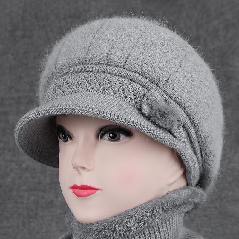 

Шапка Женская осенне-зимняя вязаная шерстяная шапка Плюшевая толстая теплая и холодная хлопковая шапка one size is elastic