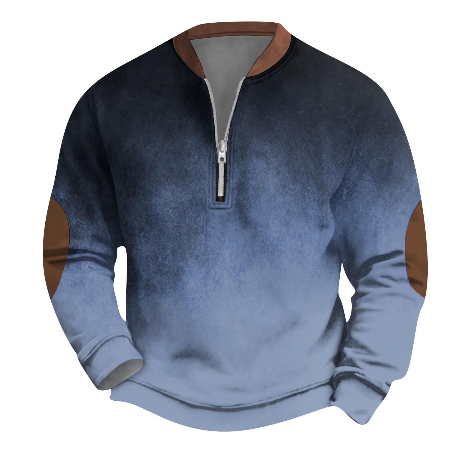 

Мужская ретро повседневная толстовка на молнии модный принтованный спортивный пуловер XL синий