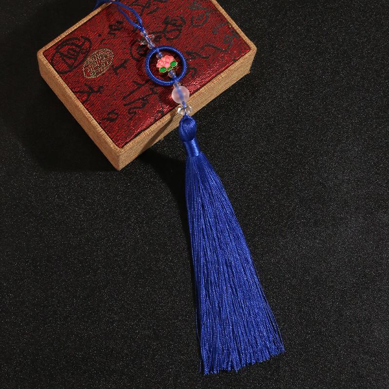 Chinese Retro Auspicious Lotus Beaded Tassel Fringe Women's Handbag Cheongsam & Hanfu Decoration Folding Fan Sachet Car Pendant