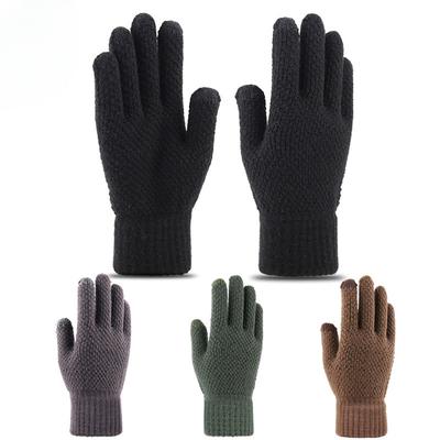 Corn Pattern Thickened Knitted Gloves Men's Outdoor Cycling Ski Mountaineering Warm Gloves Women's Touch Screen Winter Gloves