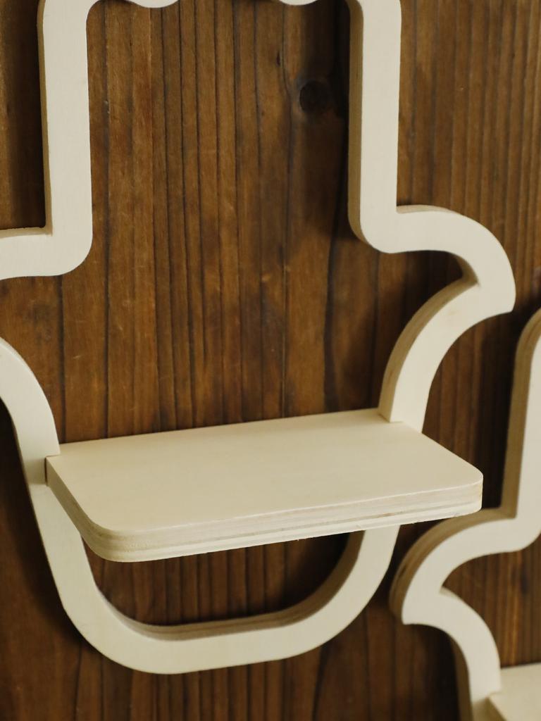 Hamsa Hand Shaped Wooden Wall Shelf Boho Decorative Display Rack Bedroom Witchy Floating Wall Shelf Country Rustic Wall Shelves
