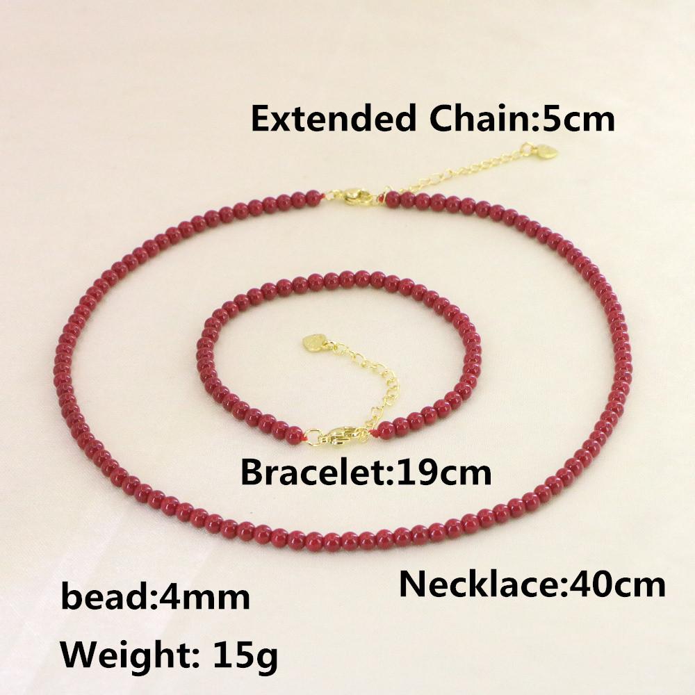 

Винтажное ожерелье из красного коралла, браслет, циркон, гладкий камень 4-10 мм, бусины, удлиняемый браслет-манжета для женщин, для йоги, можно использовать как брелок