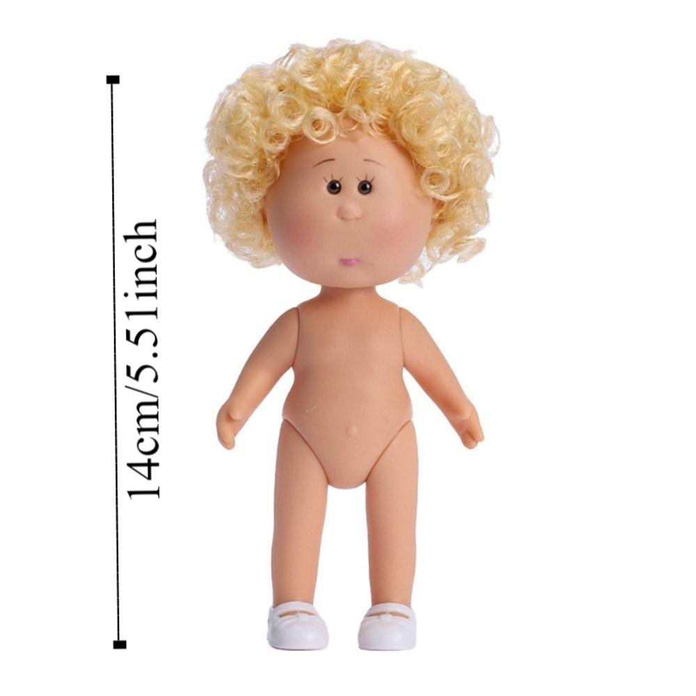 Dress Up 14cm Bean Eye Vinyl Doll Curly Hair Action Figure Body Mia Potato Dolls  Doll Accessories