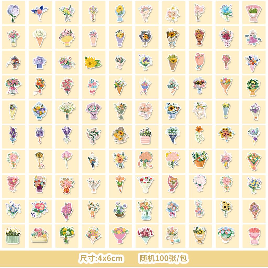 50/100 Cute Style Flowers and Succulent Graffiti Stickers Suitcase Decoration Waterproof Stickers DIY Hand Account Stickers