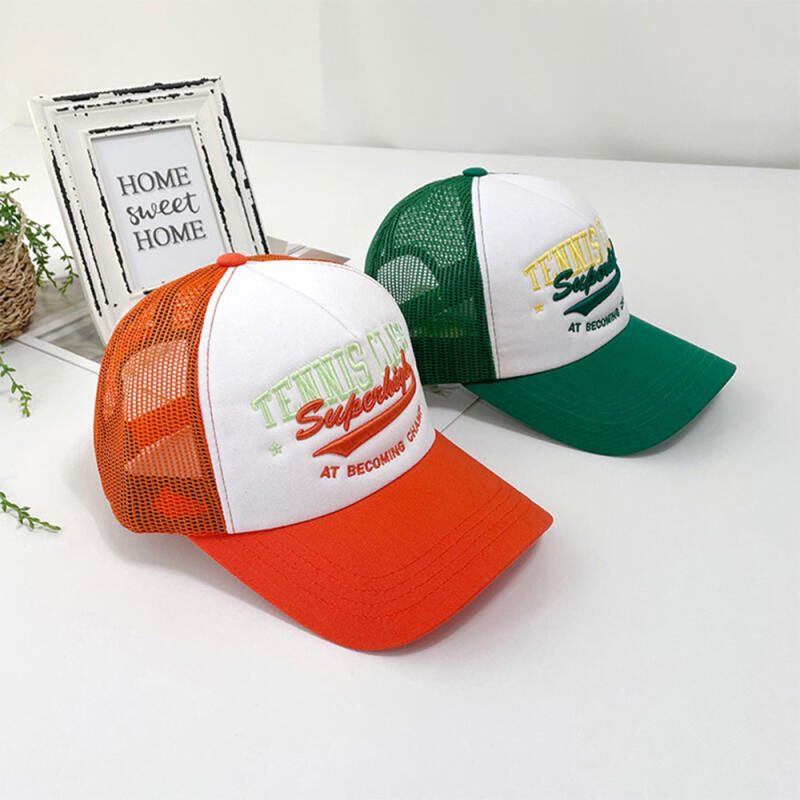 

Women s and Men s Y2K Layered Color Block Ball Cap Hat C5537_Orange