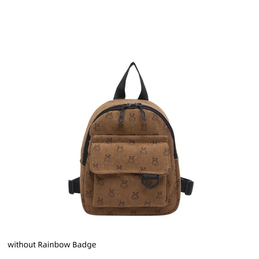Fashion Cartoon Printed Mini Backpack Adjustable Shoulder Strap Corduroy Small Schoolbag Zipper Women s Backpack Women