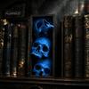 Dark Fantasy Wohnaccessoires 3 Stück Halloween 3-stufige Totenkopf-Buchstützen, Gotische Harz-Regaldekoration für Büro, Einzigartige Buchstopper Spukiges Skelett