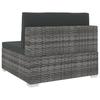 Modular Sofa Center Section 1 Pc + Cushions Poly Rattan Gray