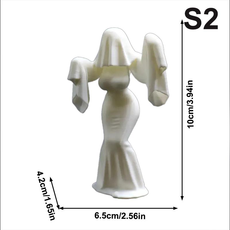 Gothic Bride Figurine 3D Printed Halloween Ghost Bride Statue 3D Printed Female Ghost Desktop Figurine Home Desktop Decoration
