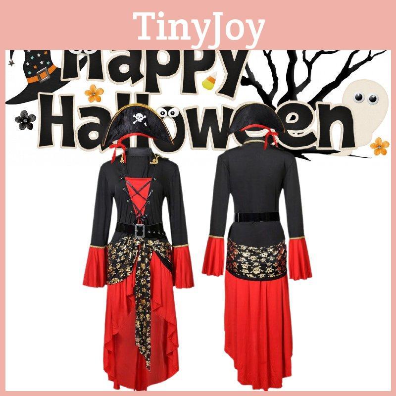 Damen Piratenkostüm Set Mit Rotem Kleid Hut Und Gürtel Perfekt Für Halloween Partys