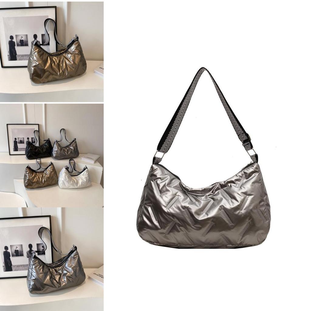 Stylish Winter Large Capacity Cotton Coat 2023 Solid Color Down Bag Street Fashion Tote Bag Ladies Crossbody Bag