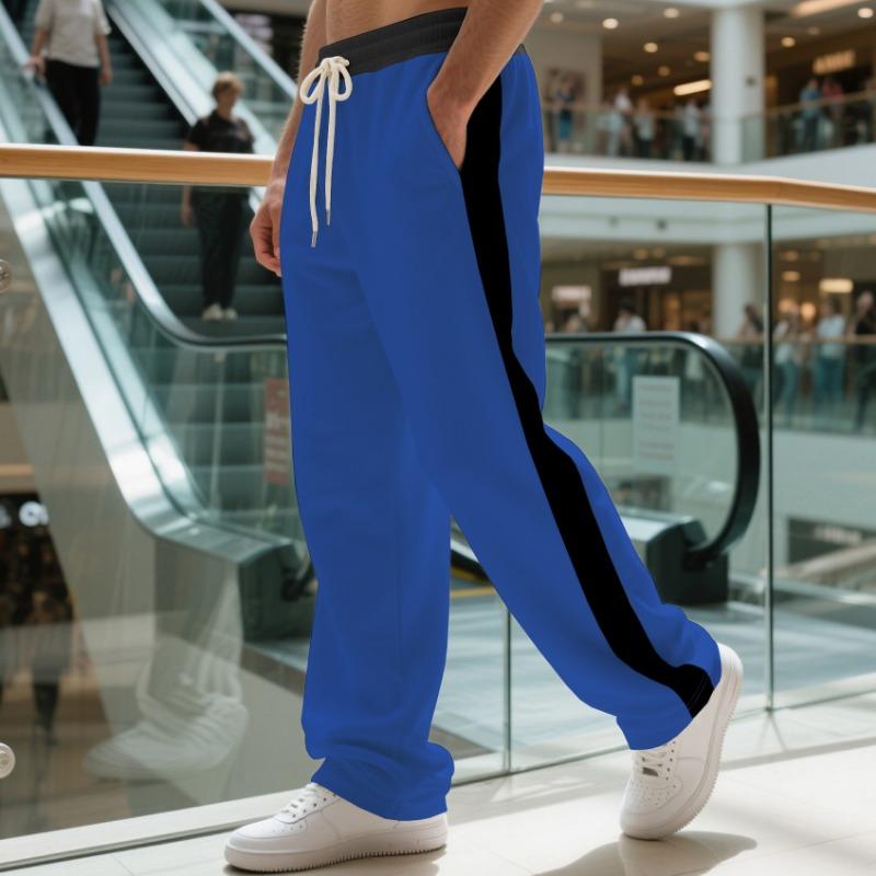 Men S Loose Straight Color Block Casual Sports Track Pants