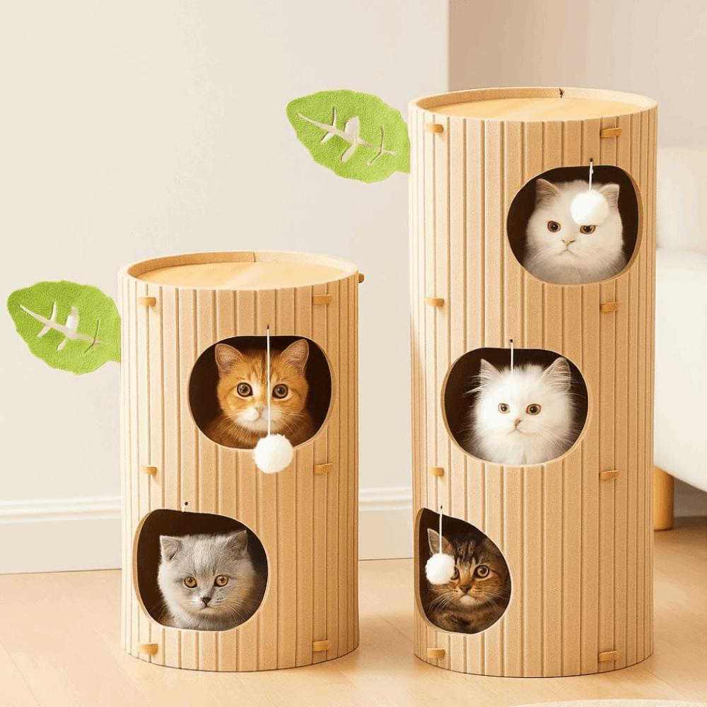 Tree Hole Cave Cat Bed Multi-layer Cats Tunnel Condo Cat Castle House  Scratching/sleeping/playing