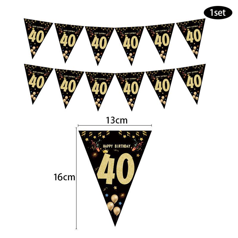 30th 40th 50th 60th Birthday Decorations Number Balloons Birthday Hanging Banner Flags for Adult 30th Anniversary Supplies