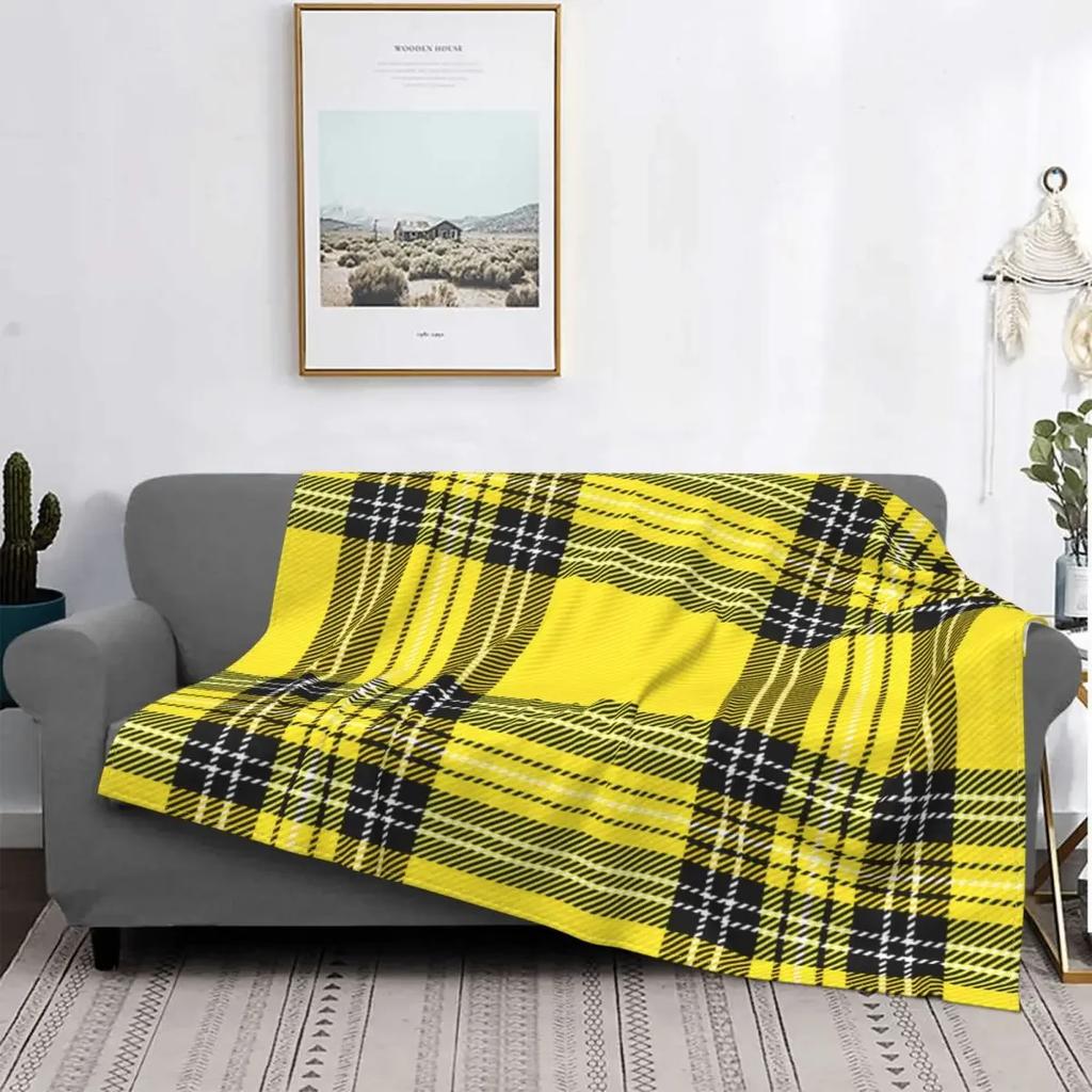 Manta de Tartán Rojo Clan Stewart, Manta de Franela Ultra Suave a Cuadros Ligera Decoración del Hogar Manta de Forro Polar para Hombres Mujeres Niños