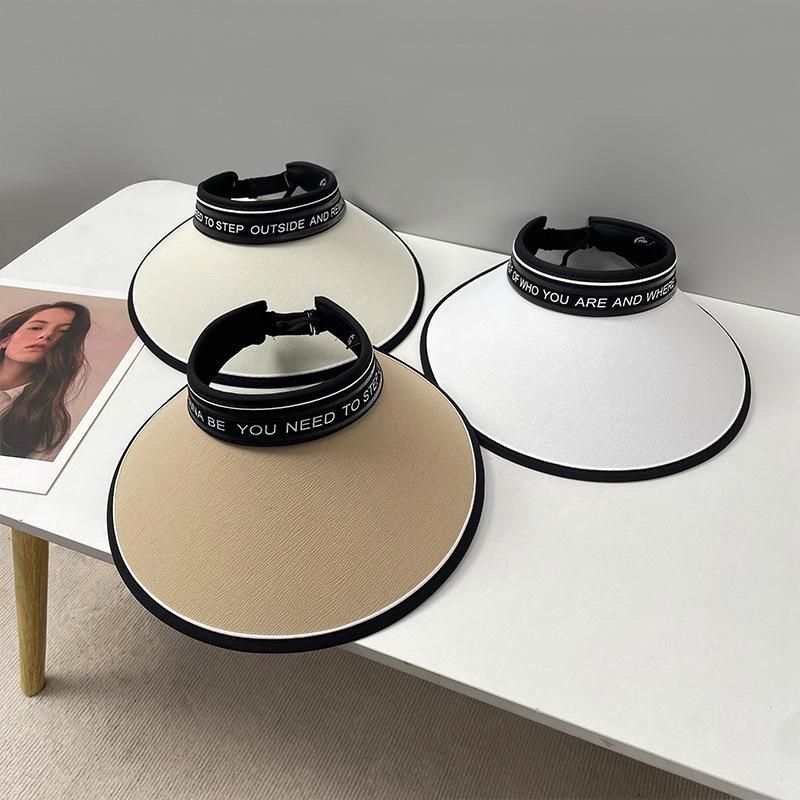 Vinyl UV empty top sun hat women's summer outdoor versatile foldable anti-ultraviolet eaves face cover basin hat