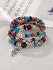 4Pcs Bohemian Acrylic Beads Bracelet Set For Women Fatima Hand Cross Evil Eyes Charm Elastic Chain Bangle Men Fashion Party Jewe