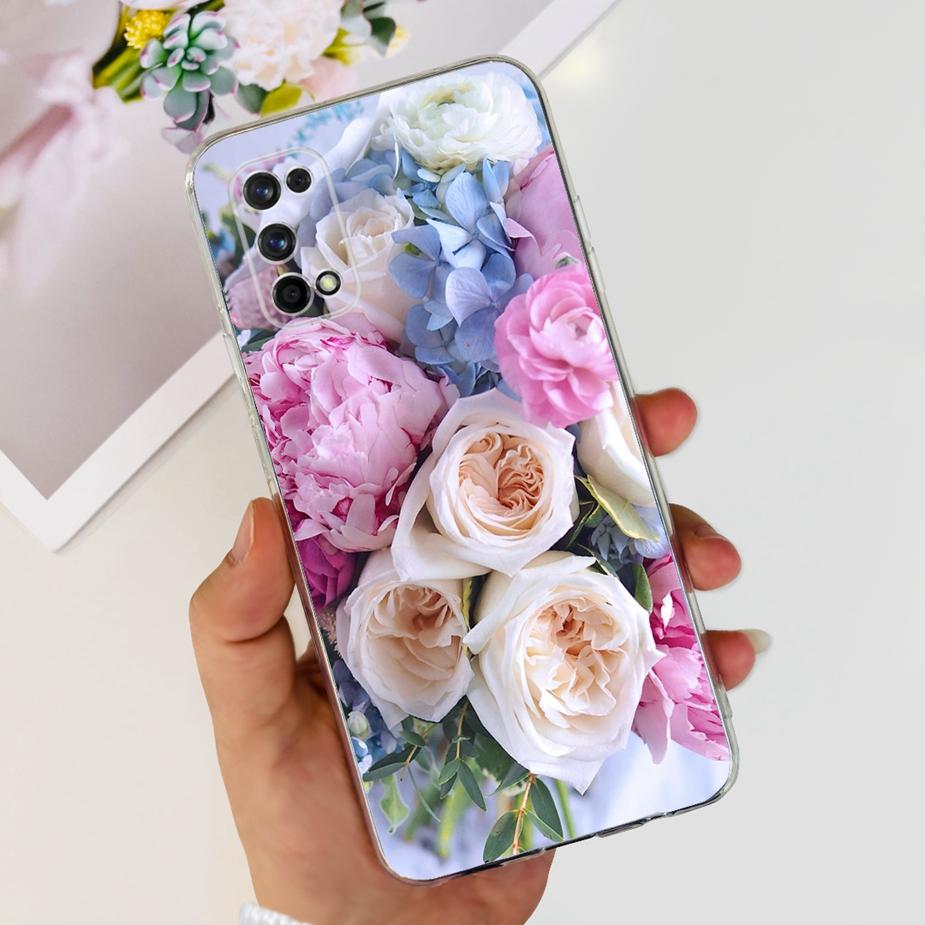For Realme 7 Pro Case RMX2170 Cute Cat Flowers Painted Cover Clear Silicone Soft TPU Phone Case For Realme 7 Pro Realme7 5G Bags