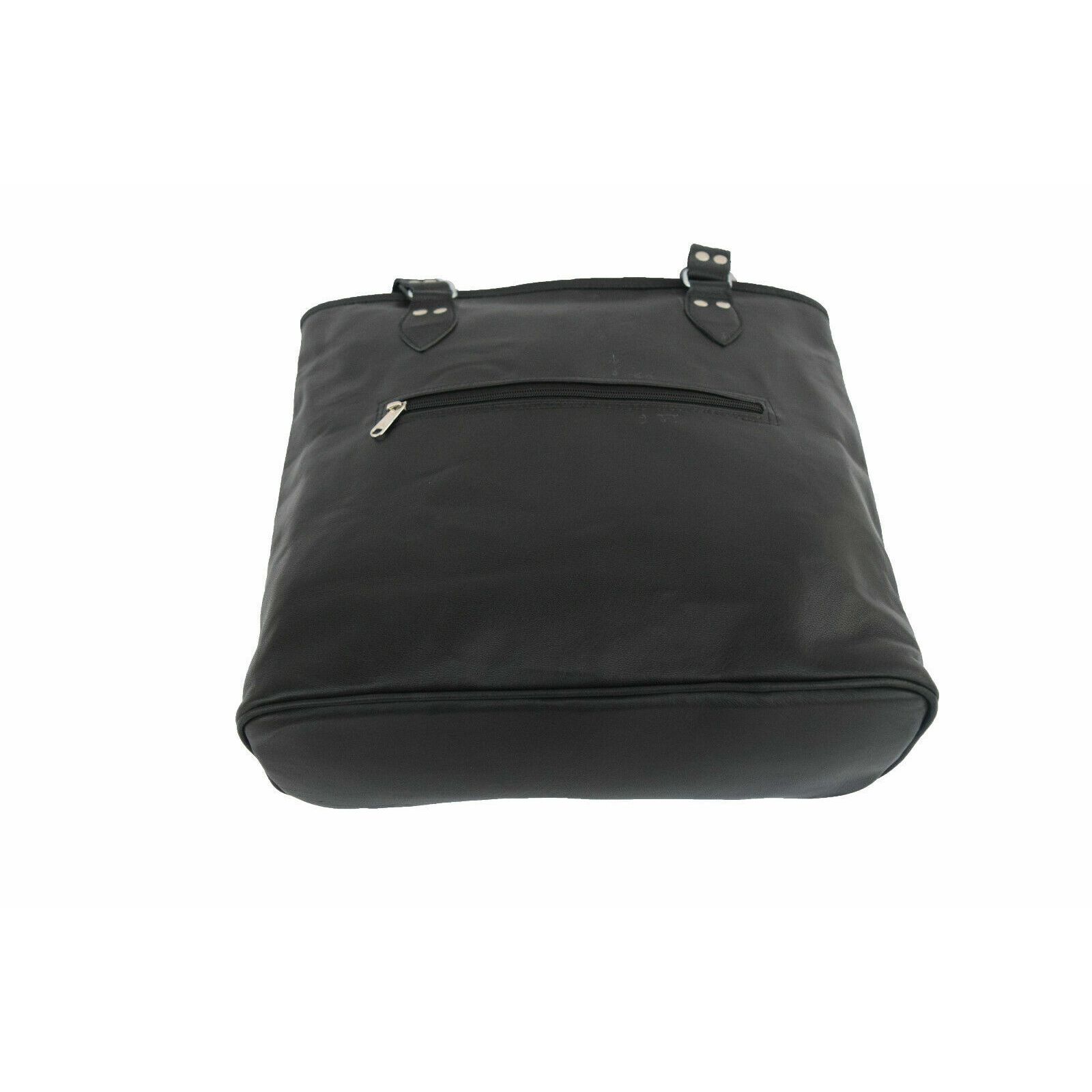 Женская винтажная черная кожаная сумка через плечо ручной работы — фото 3