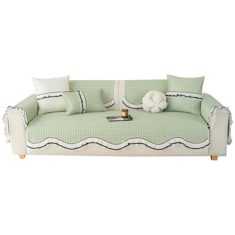 New Summer Cool Ice Silk Sofa Cushion Premium Skirt Special-Shaped Seat Cushion Straight Row Sofa Cover Cloth Mat