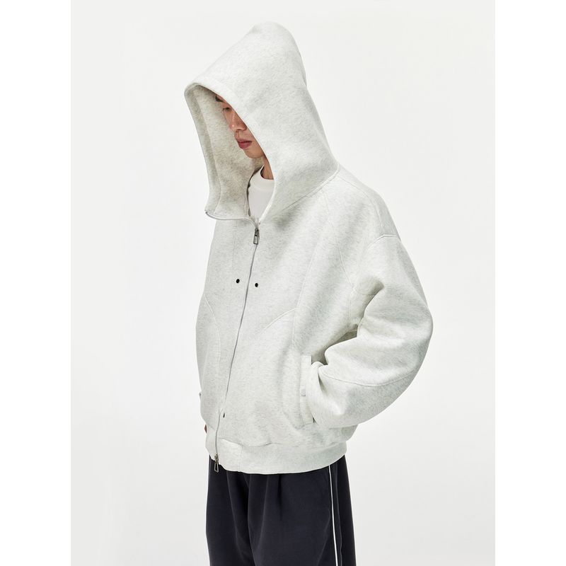 Jungle Tiger American-Style Deconstructed Gray Hooded Sweatshirt for Men, Spring High Street Trendy Brand Design, Couple's Heavyweight Jacket