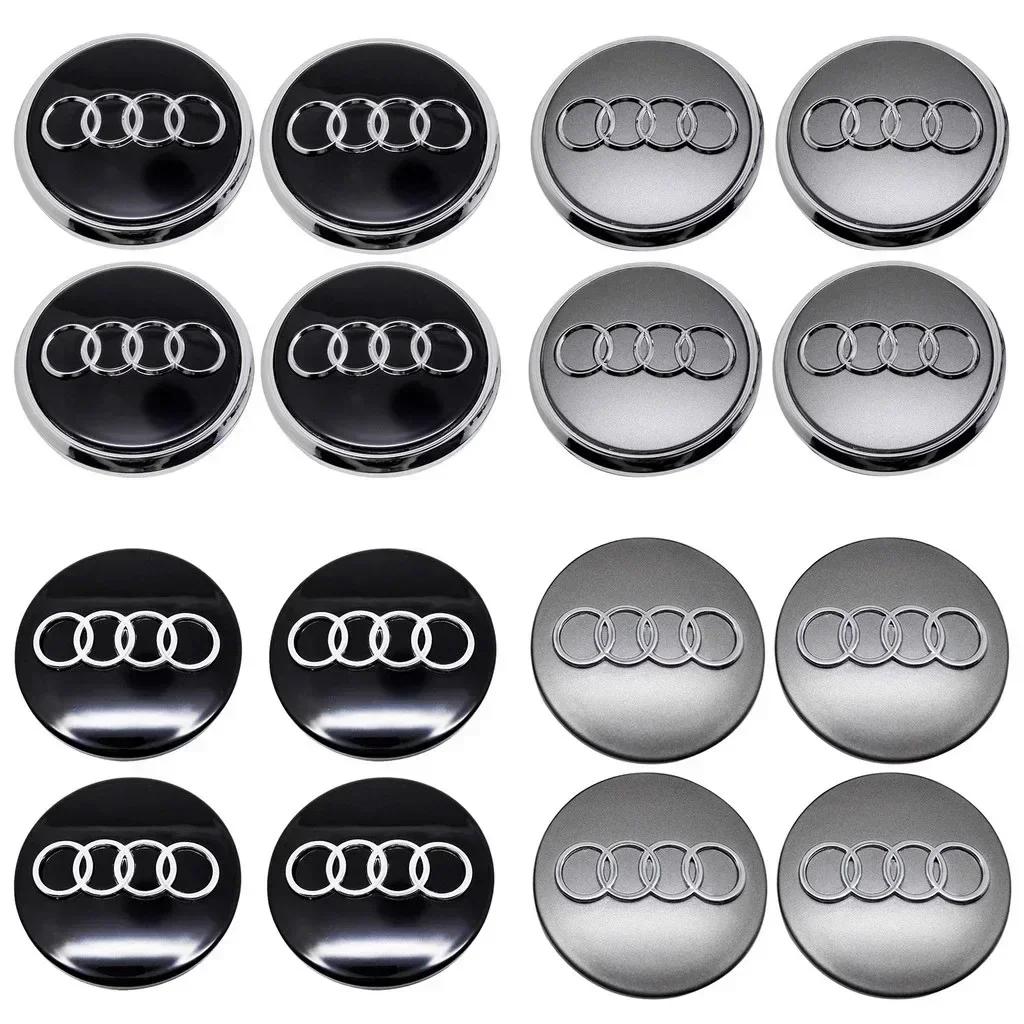 For Audi B5 Hub Caps Hot For Audi 4pcs 60/ 61/68/69mm Audi wheel hub center cover wheel badge is suitable for Audi TT RS A3A4A5A7A8S5 S6