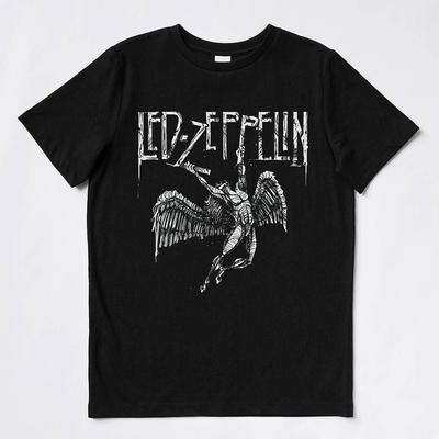 Led Zeppelin Vintage T-shirt Band Rock Tour Concert Unisex Zwart Shirt