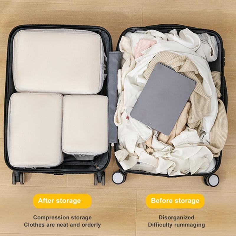 8PCS Travel Luggage Case Bags Polyester Compression Packing Cubes Organizer Pouches for Makeup,Toiletries,Clothes