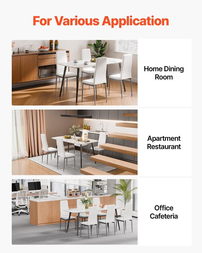 Modern Dining Room Accent Chairs Set of 4, Upholstered Leather Side Chair for Dining Tables, Space-Saving Kitchen Table Chair with Thick Cushions and