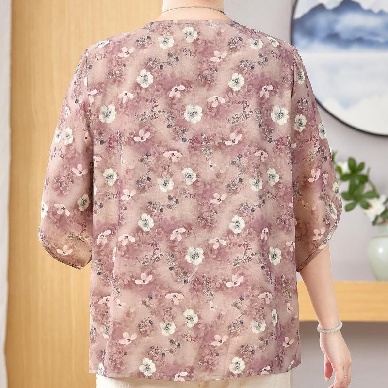 Plussstørrelse 3XL-8XL Sommer Casual Bluser for Kvinner Topper Løse Vintage Klær Oversize Halvermet Skjorte