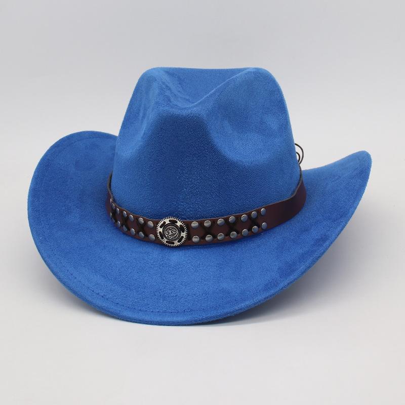 

Western Cowboy Hat Versatile Premium Temperament Top Hat Niche Jazz Hat Elegant Stage Hat One size [j denim]