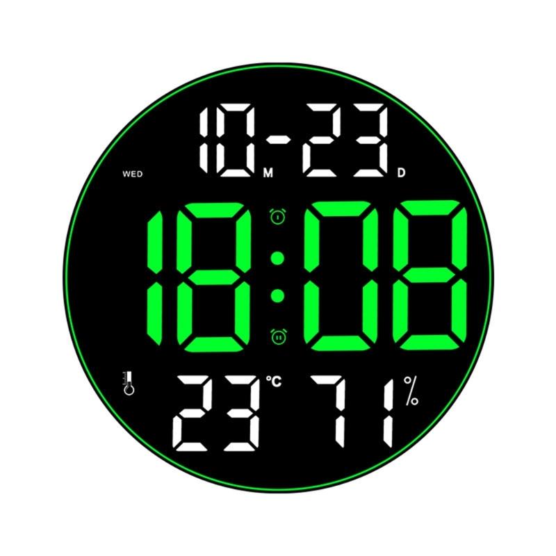 Modern Digital Wall Clock Remote Controlled 5-Level Adjustable Brightness 12inch Large Screen Wall Clock for Offices