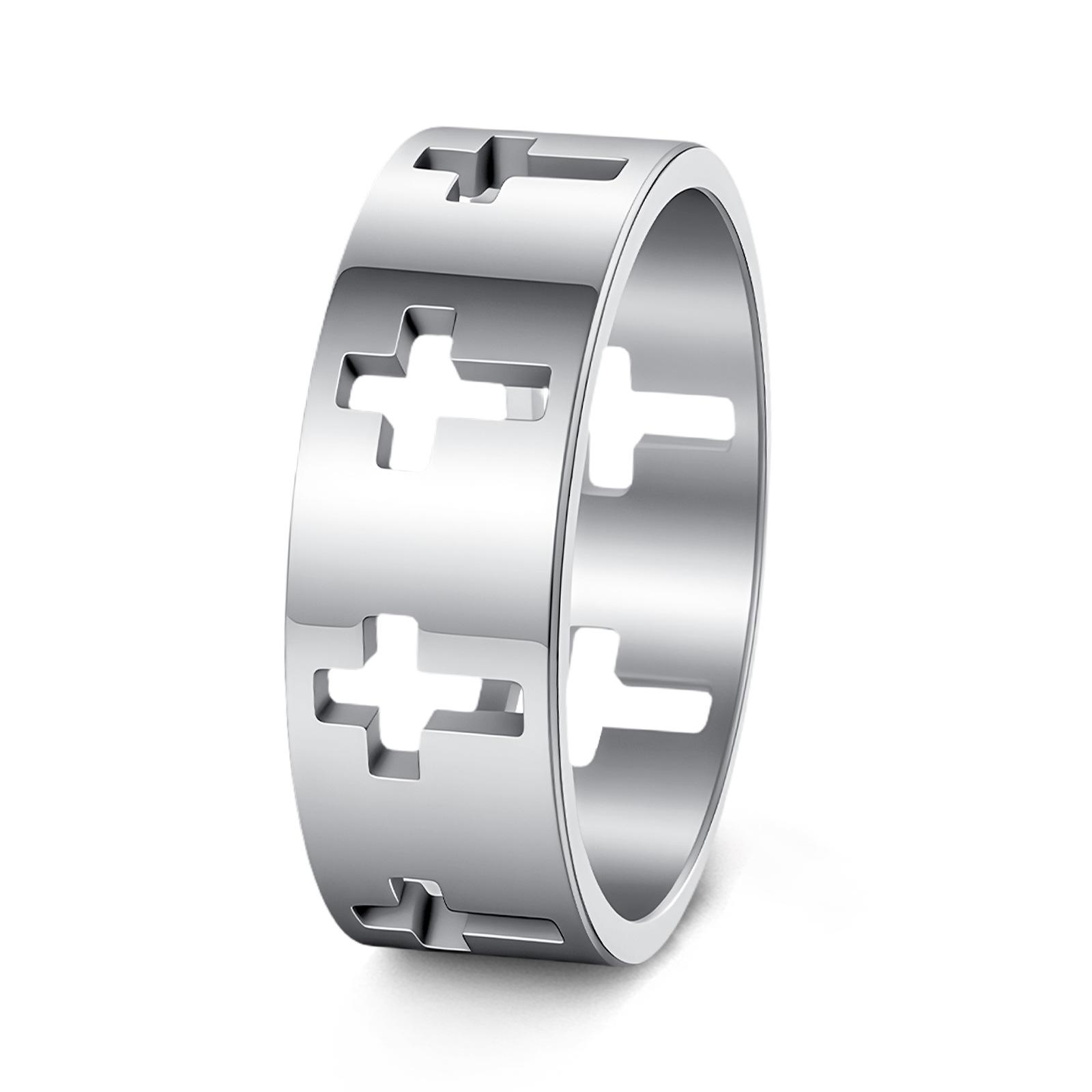 

Hot-Selling European & American Style Titanium Steel Cutout Ring - Easter Ornament Size 8 срібний