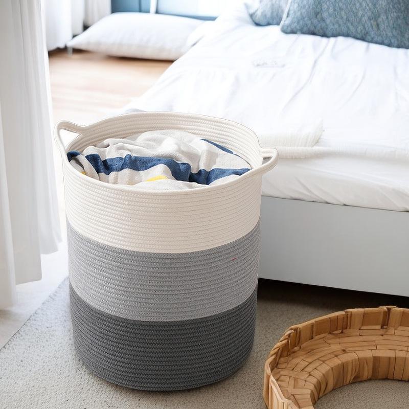 Korb aus gewebtem Baumwollseil im nordischen Stil für Wäsche, Spielzeug und Aufbewahrung