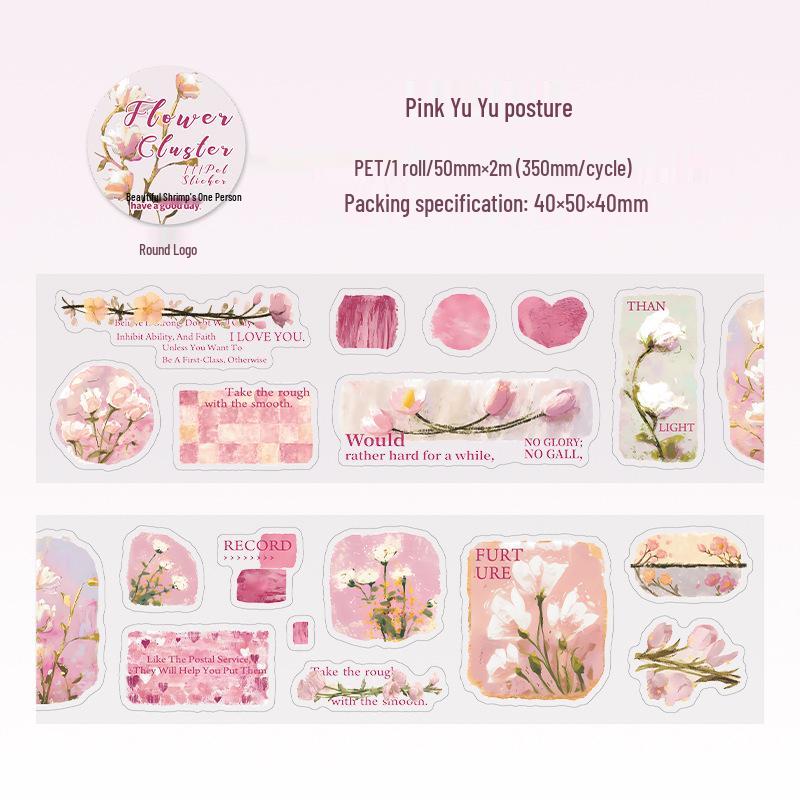 Retro Floral Die-cut Washi Tape: Beautiful Day Flower Sketch Series for Journaling and DIY Decoration Stickers