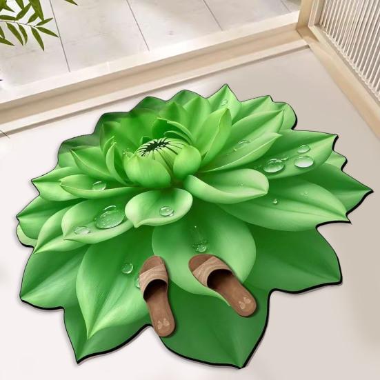 Diatomaceous Earth Floor Mat 3D Realistic Floral Design Bath Mat Non-Slip Absorbent Mat Quick-Drying Easy to Clean Shower Rug