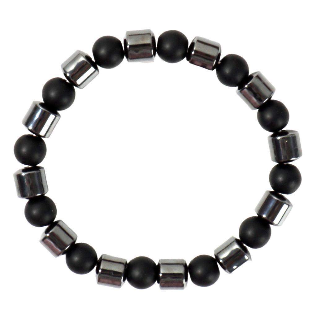 A Simple, Vintage-Style Magnetic Hematite Volcanic Stone Bracelet, Suitable For Both Men And Women.
