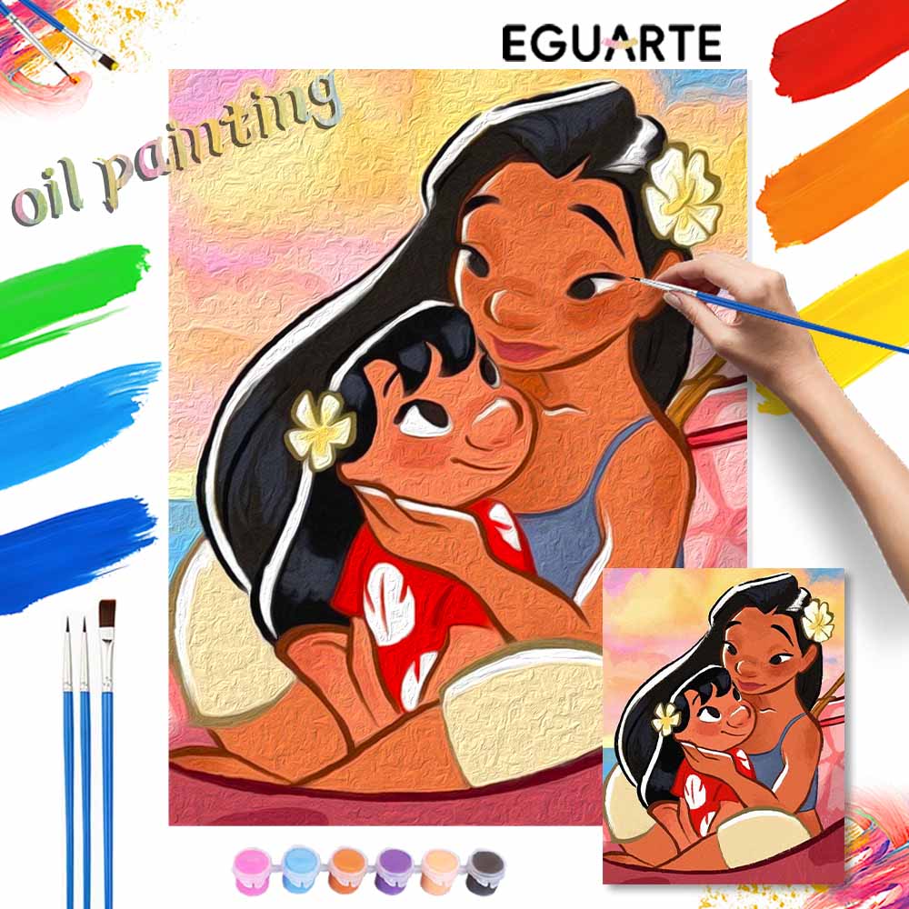 Disney Lilo and Stitch Oil Paint Digital Painting Art Kit Handmade DIY Painting Kit Home Decor