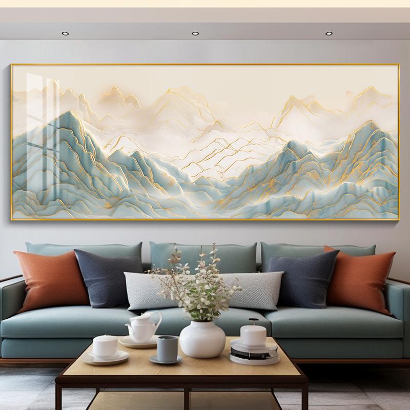 Eastern Aesthetics Landscape Painting Living Room with Hanging Paintings and Backrests Decorative Paintings Posters Home Decor