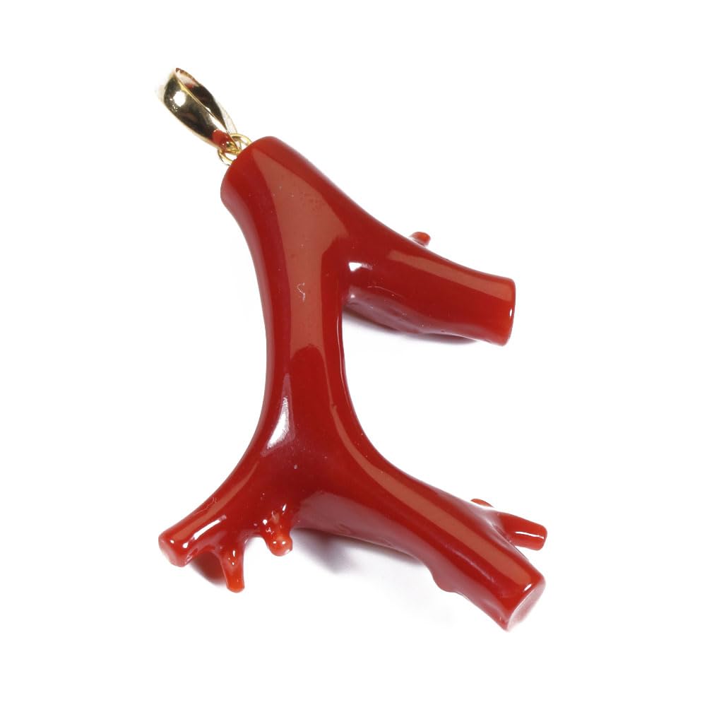

Blood Red Coral Pendant Top Branch Coral K18 Yellow Gold Undyed червоний